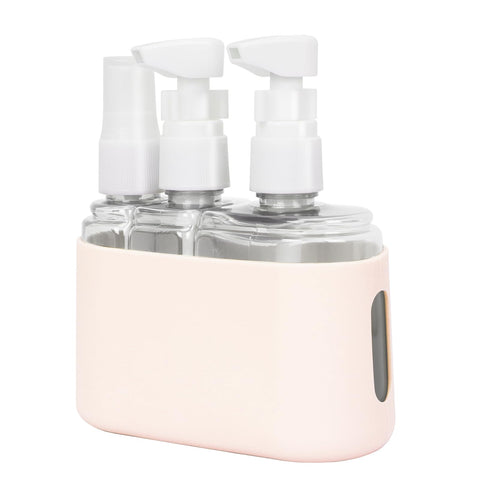 Songaa Travel Bottles Leak Proof, 3 in 1 Travel Containers for Toiletries, Refillable Plastic Bottles with Lid, Travel Accessories Shampoo Conditioner Bottles Beige