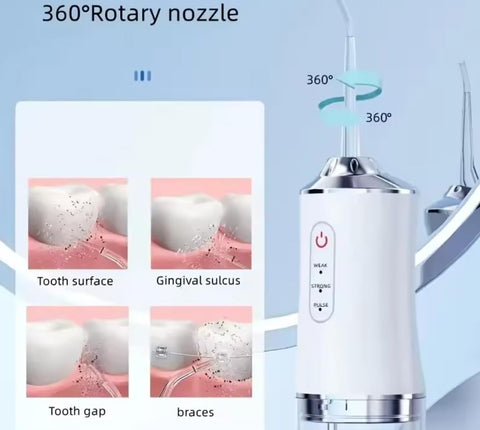 Generic 4 in 1 Water Flosser for Teeth Cordless Water Flossers Oral Irrigator with DIY Mode 4 Jet Tips Tooth Flosser Portable., White