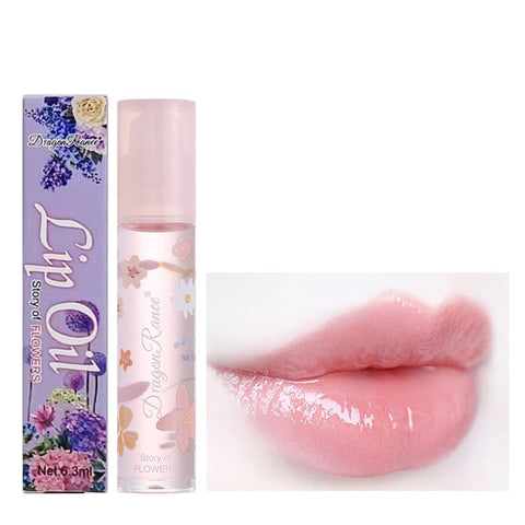 Easilydays Flower Rolling Ball Lip Oil Gloss, Long Lasting Moisturizing Lip Balm, Clear Moisturizing Fruit Scented Lip Gloss, Non-sticky Natural Fresh Shiny Texture Lip Lipstick for Women Girls (#05)