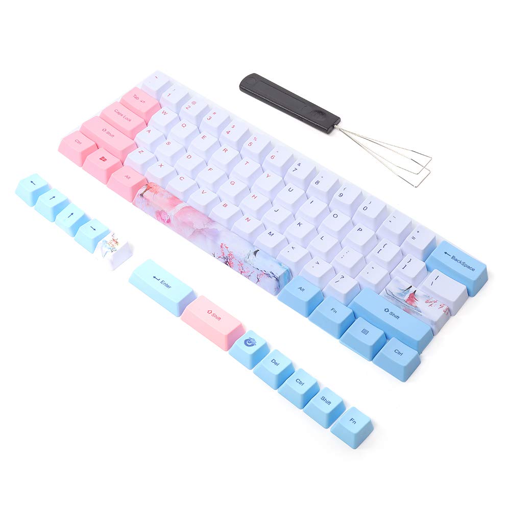 73Pcs Sublimation Keycap Pbt Keycaps Sansei Iii Universal for Mechanical Keyboard Accessory Animation Keycap Pink Keycaps (Three Lives and Three Worlds)