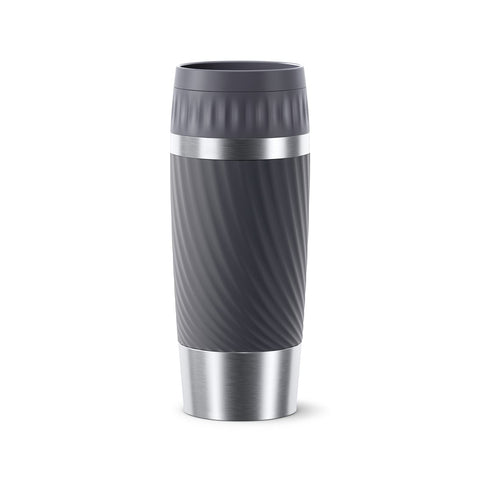 Tefal Travel Mug Easy Twist, 100% Leakproof Thermal Mug, 360Â° Drinking, Quick Press Closure, Comfort Screw, Non-Slip Base, Dishwasher Safe, BPA Free, Stainless Steel, N2011510, Anthracite Grey