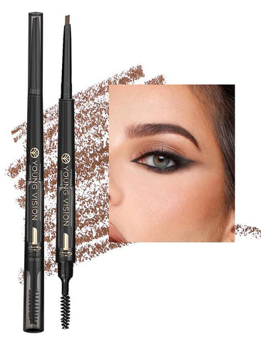 Easilydays 3 In 1 Brown Eyebrow Pencil, Ultra Slim Waterproof Brow Pens Pigment Dual-ended Eyebrows Smudge-proof Brow Pen, Eyebrow Brush & Shaver, Natural Eye Makeup for Women Girls (#02 Brown)