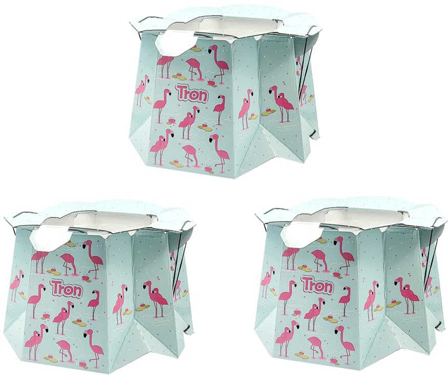 Hippychick Tron Potty, Travel Sickness Throw Away Packs for Children of up to 30 kg, Disposable, Collapsible, Portable, Non-Spill, Environment Friendly, Potty Training, 3-Pack, Flamingo