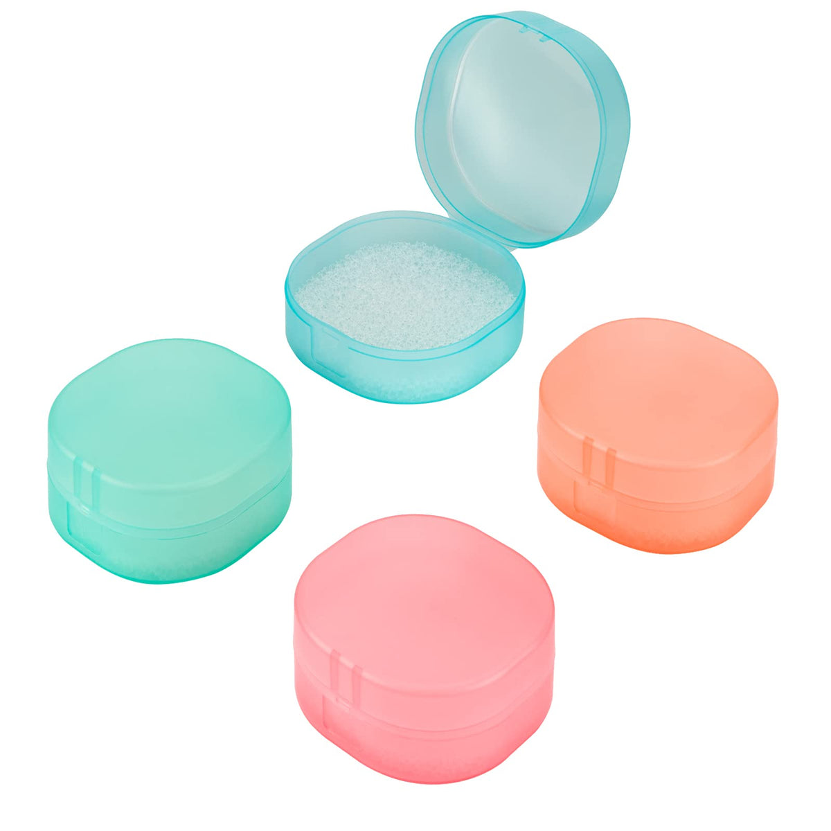 Adorila 4 Pack Travel Soap Container, Portable Soap Dish with Sponge Saver Drain, Plastic Soap Case with Lid for Outdoor (Small) (JJL7226001)