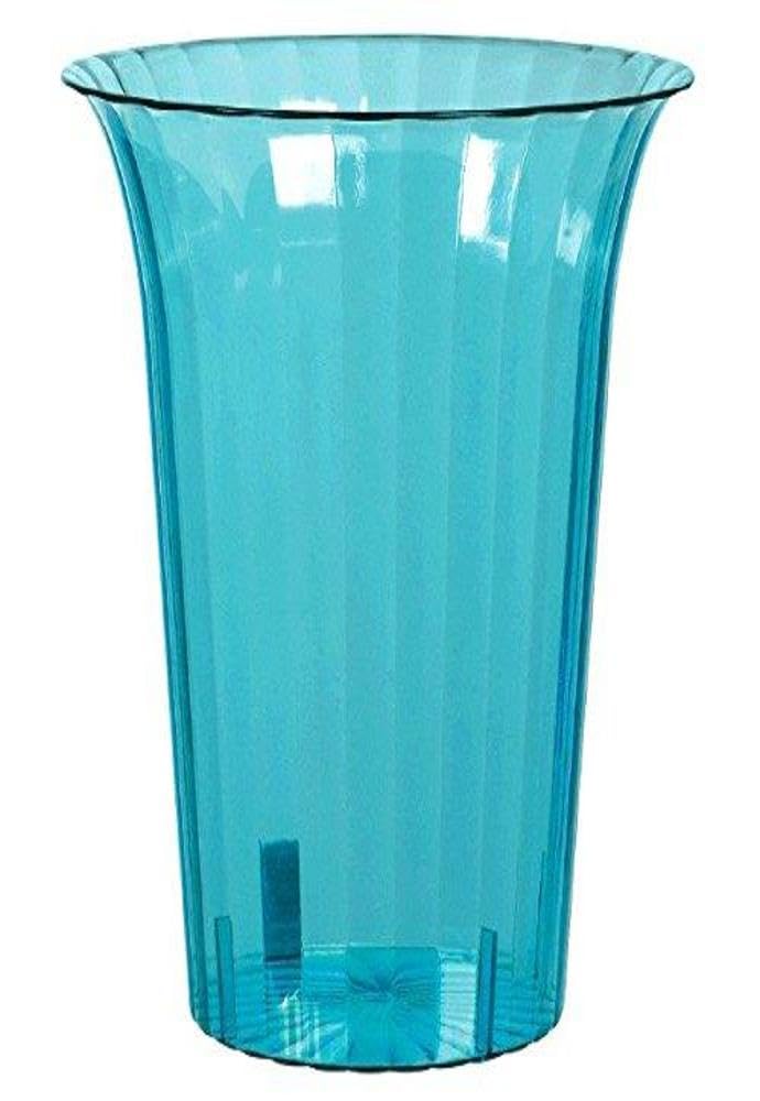 Medium Plastic Flared Cylinder Color Theme Party Reusable Table Snack and Dessert Serveware and Dishware, Caribbean Blue, 40 oz..