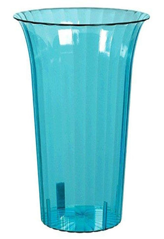Medium Plastic Flared Cylinder Color Theme Party Reusable Table Snack and Dessert Serveware and Dishware, Caribbean Blue, 40 oz..