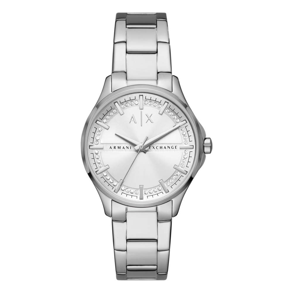 Armani Exchange Watch for Women, Three Hand Movement, 36 mm Silver Stainless Steel Case with a Stainless Steel Strap, AX5256
