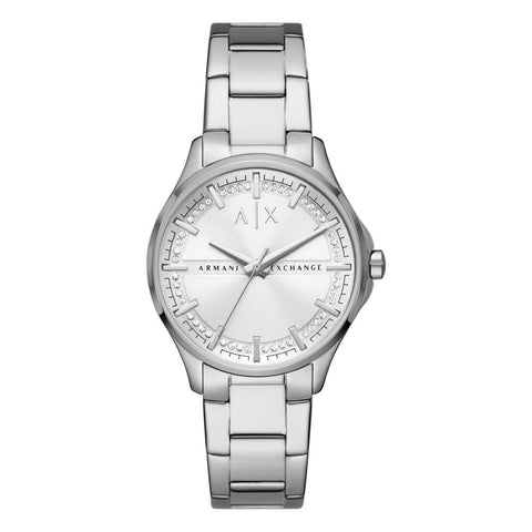 Armani Exchange Watch for Women, Three Hand Movement, 36 mm Silver Stainless Steel Case with a Stainless Steel Strap, AX5256