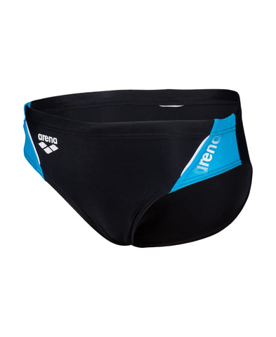 Arena Boys Thrice Jr Swim Briefs, Black-Turquoise-White, 10-11 Years EU