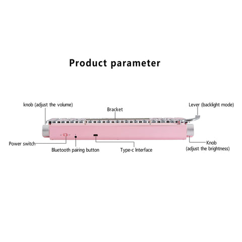 VBESTLIFE Mechanical Keyboard, 83Keys Typewriter Style Mechanical Gaming Keyboard Blue Switches, LED Backlit, Triple Modes Connection, Waterproof, for PC Computer ()