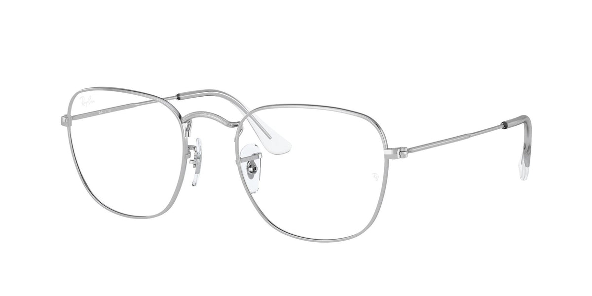 Ray-Ban RX3857VF Frank Low Bridge Fit Square Prescription Eyeglass Frames, Silver/Demo Lens, 55 mm