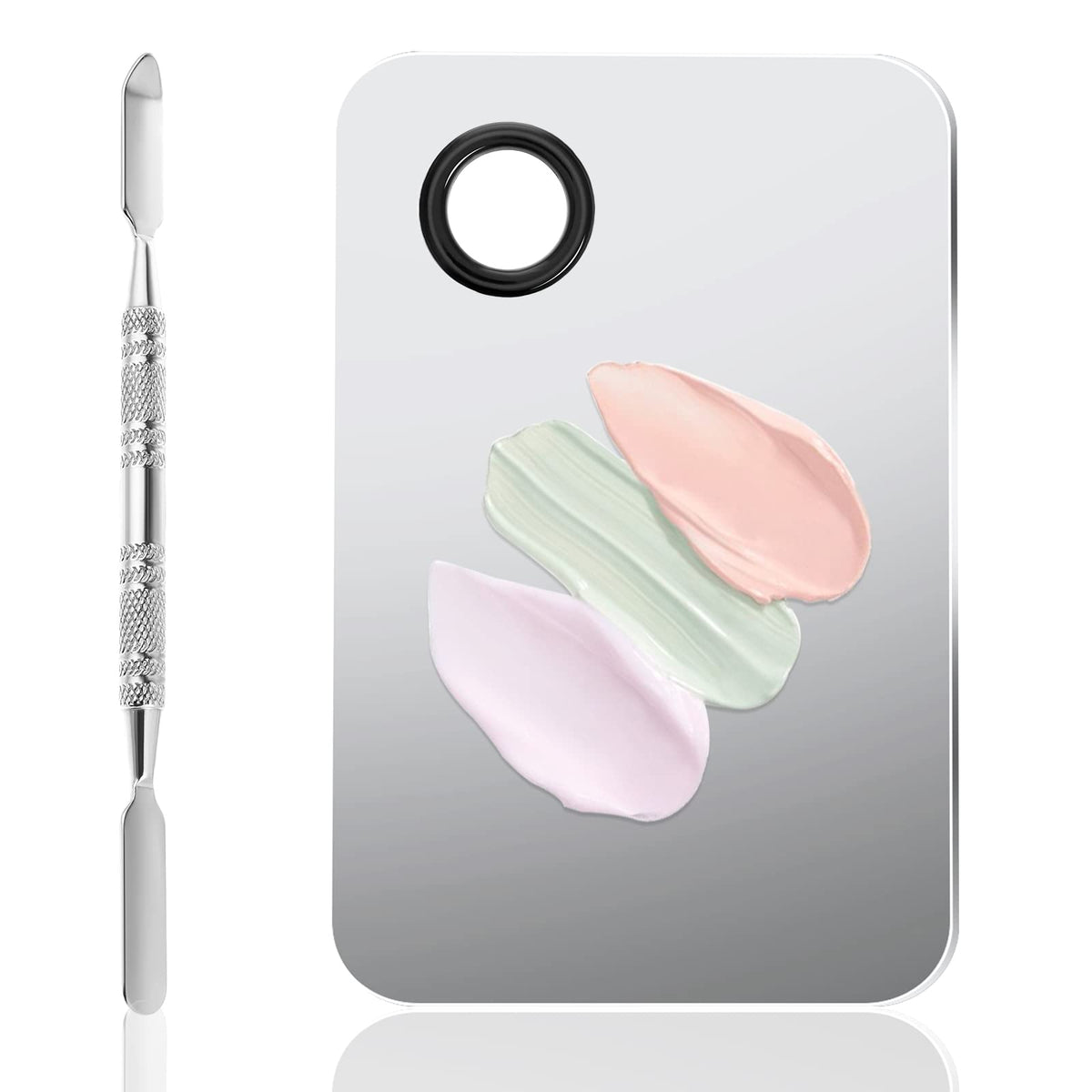 WLLHYF Stainless Steel Cosmetic Makeup Palette Makeup Mixing Palette Professional Cosmetic Palette with Spatula Makeup Artist Tool for Mixing Foundation Nail-Art Makeup Plate(6ÃƒÆ’Ã†â€™ÃƒÂ¢Ã¢â€šÂ¬Ã¢â‚¬Â4inches)
