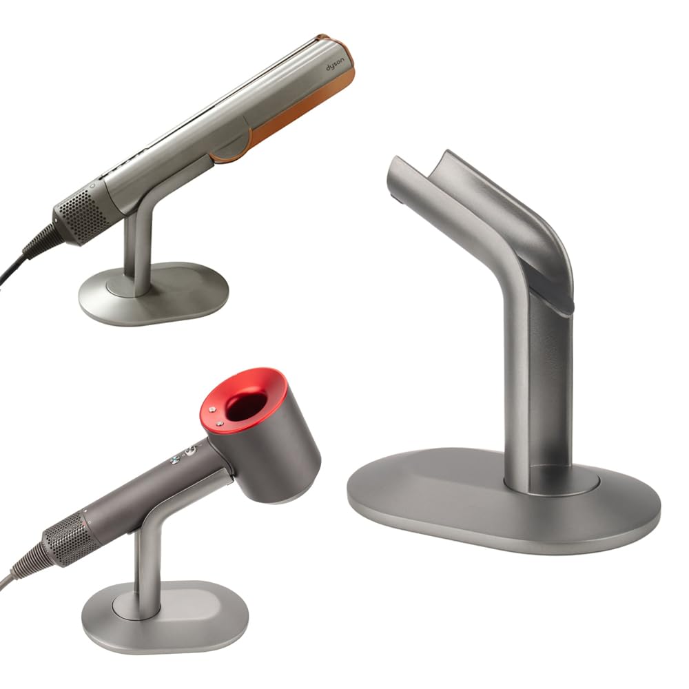EUGOOCX Hair Straightener Hairdryer Stand for Dyson Airstrait, Aluminum Alloy Countertop Storage Holder Compatible with Dyson Supersonic HD16 Hair Dryer Styler Accessories(Gray)