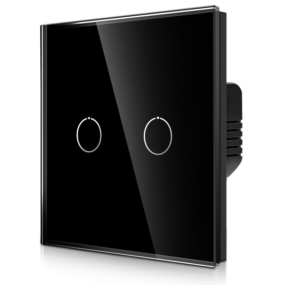 CNBINGO 2-Way Touch Light Switch - Black Wall Switch with Glass Panel and Status LED Backlight - No Neutral Wire Required - Only Pair with this 2-Way Switch Series - 2 Gang
