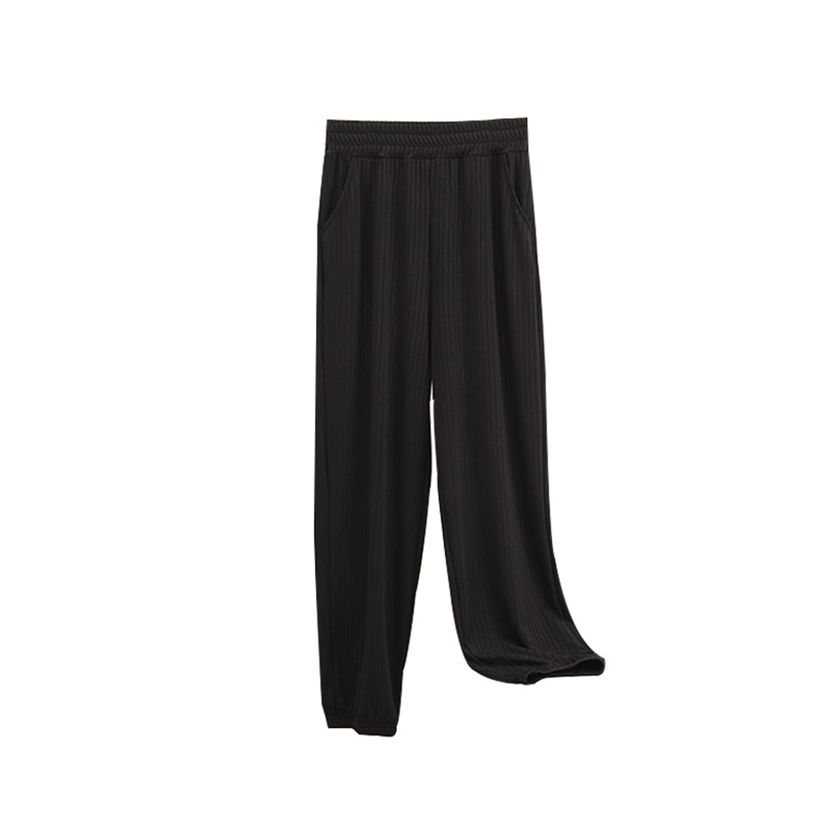 Letuwj Women's high-waisted casual wide-legged pants legging pants summer thin section Black 6XL