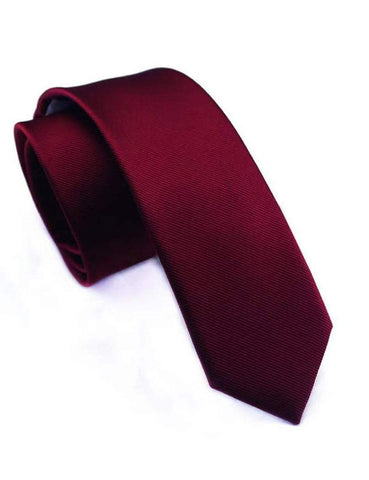 JEMYGINS 2.4" Burgundy Tie Silk Skinny Ties for Men Slim Necktie (6cm)