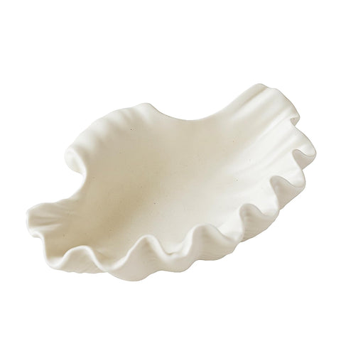 WENSHUO Ocean Shell Ceramic Decorative Bowl, Jewelry Dish for Rings, Trinkets, CrÃ¨me (Matte CrÃ¨me)