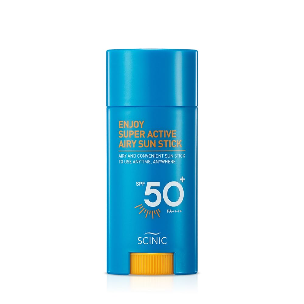 SCINIC Enjoy Super Active Airy Sun Stick SPF50+ PA++++ 0.53oz (15g) | Strong UV Protection Anytime, Anywhere Air-light, Clear | Korean Skincare