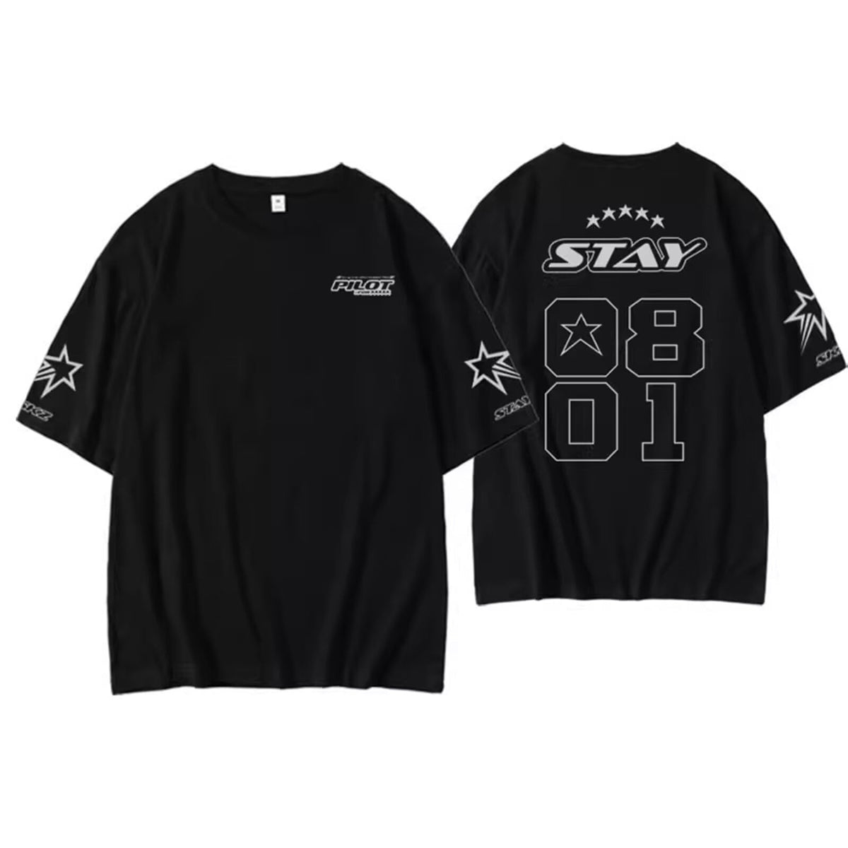 DHSPKN Stray Kids 5 Star Album Merch T Shirt Felix Jisung Hyunjin Minho Bangchan Changbin Concerts Tee Unisex Tops Black-01 S