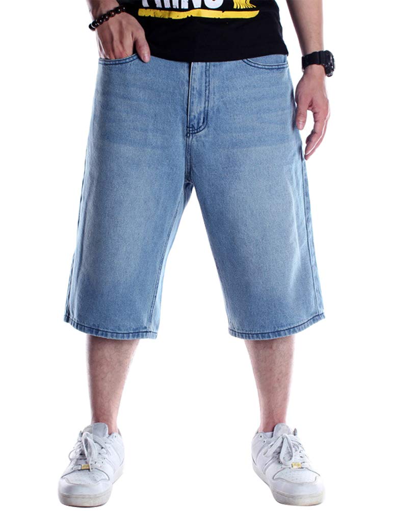 IDEALSANXUN MenÃ¢â‚¬â„¢s 3/4 Denim Shorts Big&Tall Loose Fit Jeans Shorts (36, Light Blue)