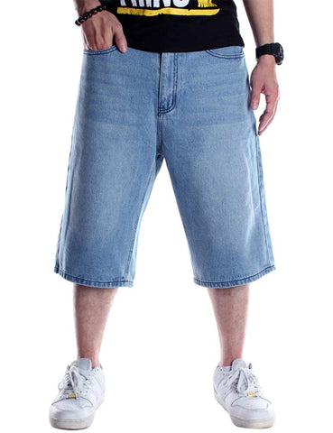 IDEALSANXUN MenÃ¢â‚¬â„¢s 3/4 Denim Shorts Big&Tall Loose Fit Jeans Shorts (36, Light Blue)