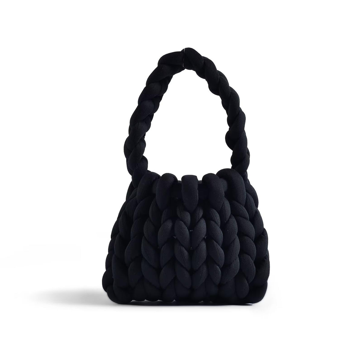 Kcvvcr Women's Handwoven Tote Bags, Chunky Yarn Crochet Purse, DIY Knot Bag Bucket Bag, Casual Handle Bag Woven Shoulder Bag, Black