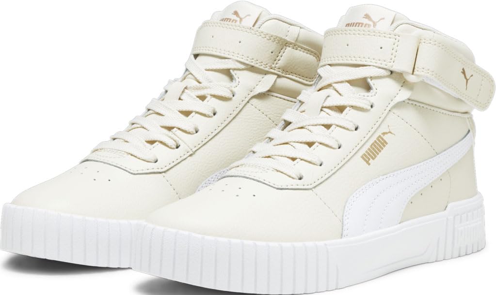 PUMA Women's CARINA 2.0 MID Sneaker, Alpine Snow-PUMA White-PUMA Gold, 7