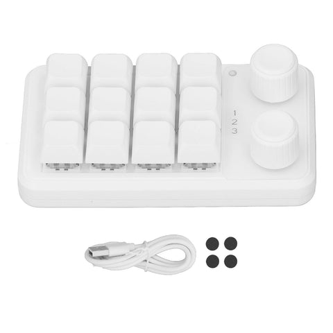 Walfront Mechanical 12 Key Industrial Keypad with Blue Switch and RGB LED Customizable Control RGB Keypad Game Keyboards Versatile Connectivity for Gaming and Office Use