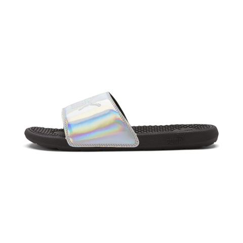 PUMA Cool Cat Sandal Slides Sandal, Black-Diamond Silver White, 12 US Unisex Little Kid