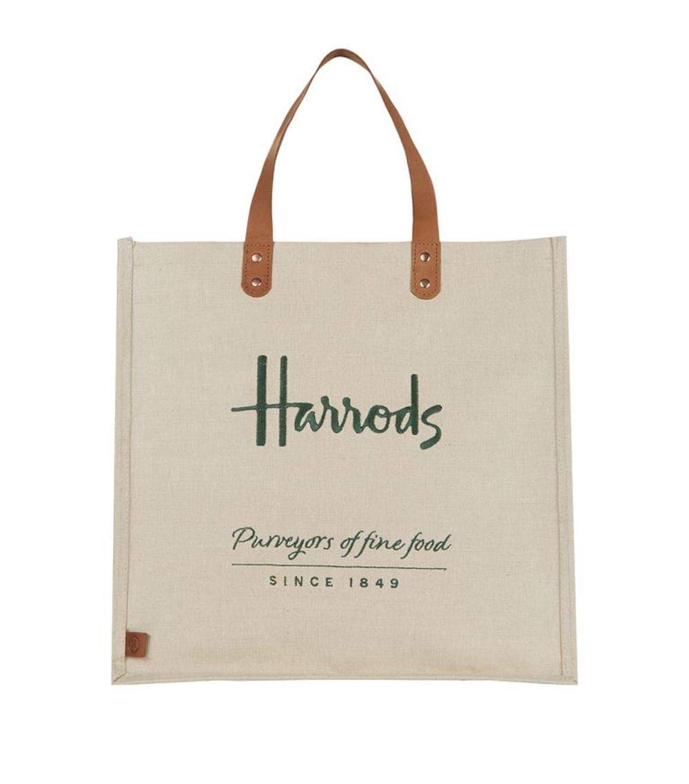 Harrods Embroidered Jute Shopper Bag