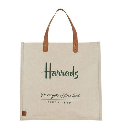 Harrods Embroidered Jute Shopper Bag