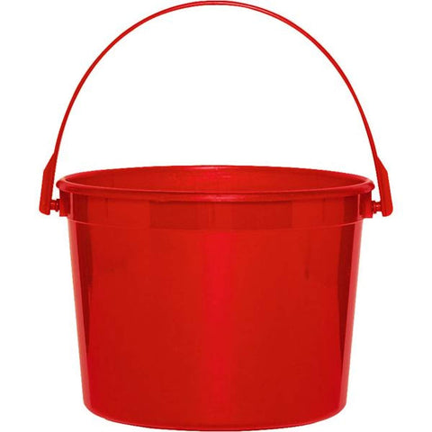 Multipurpose Apple Red Plastic Bucket with Handle - 6.25" x 4.5" (Pack of 12) - Sturdy & Durable Design - Perfect for Storage, Home, Garden, & DIY Projects