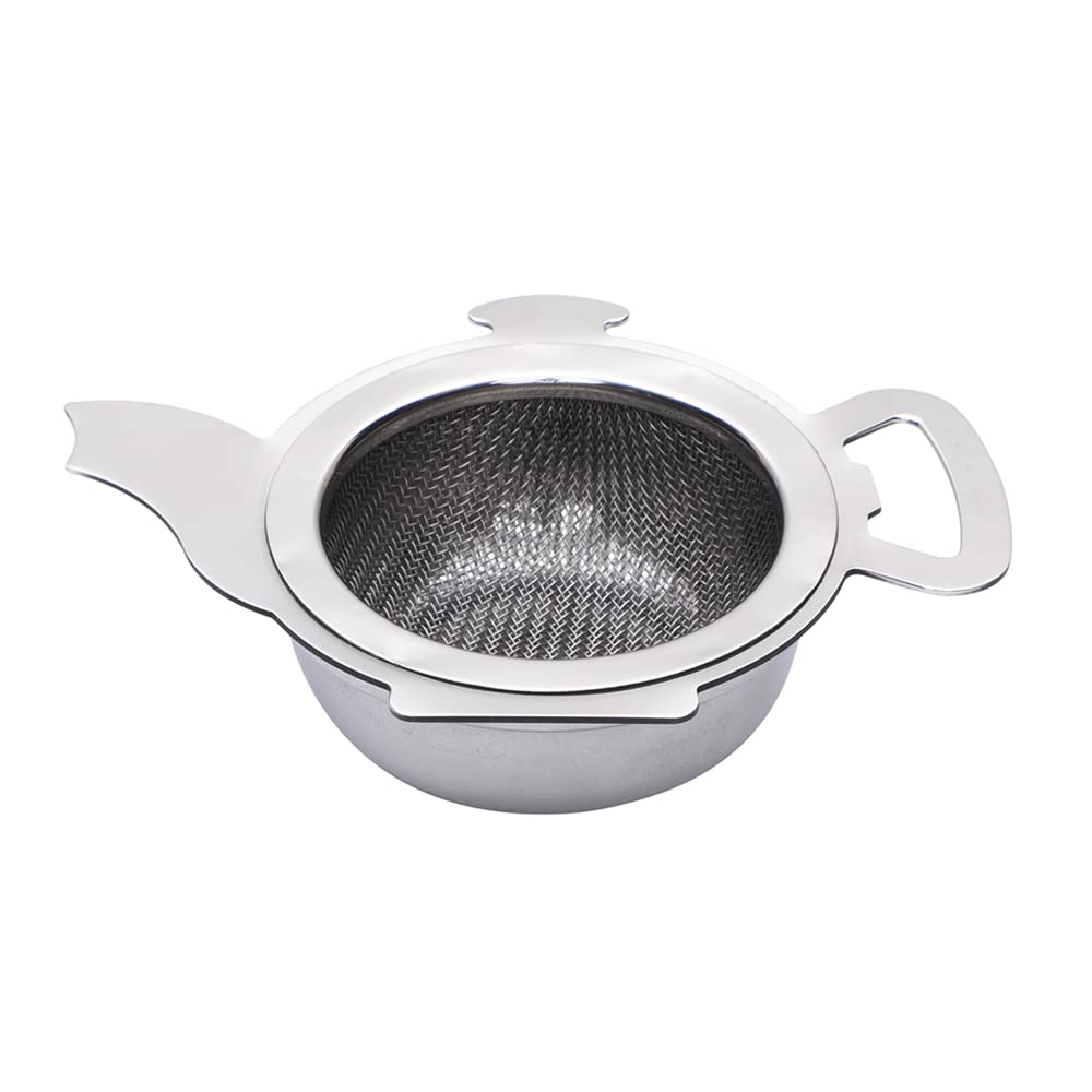HealthAndYogaâ„¢ Stainless Steel Tea Strainer with a Utility Cup - Elegant Kettle design