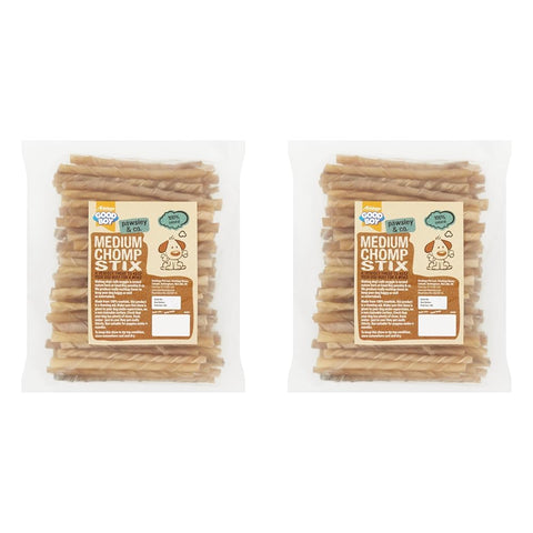 Good Boy - Medium Rawhide Chomp Sticks - Dog Chews - Made From 100 Percent Natural Hide - Pack of 100 - Dog Treats Natural