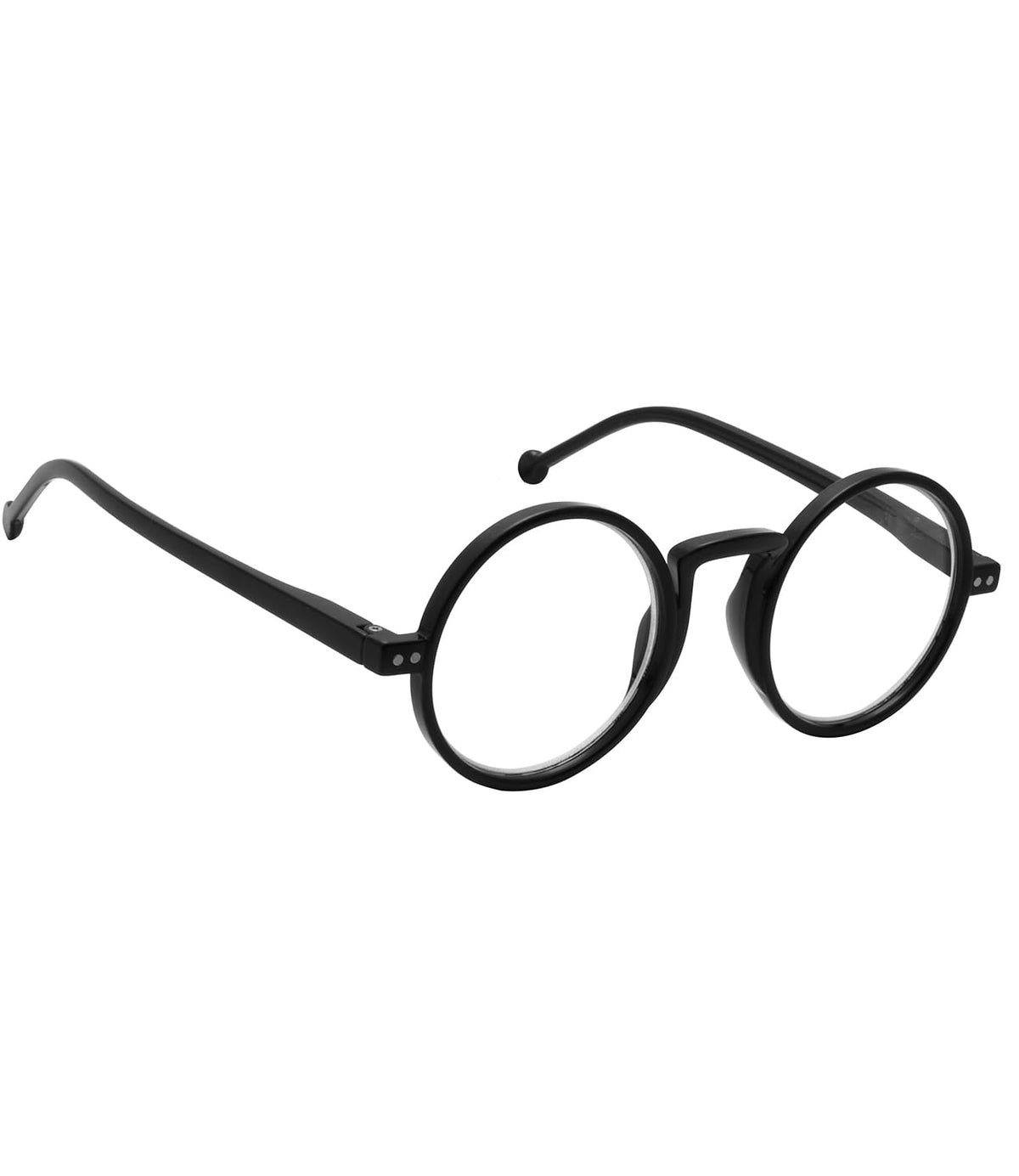 BLUELESS Oversized Round Reading Glasses Women Men Vintage Readers (Black, +2.75)
