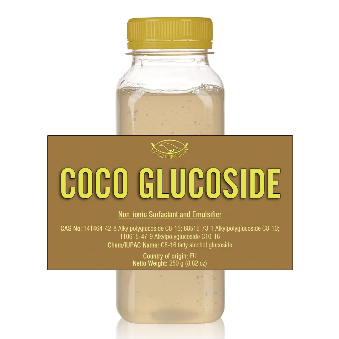 Artekas Innovation Coco Glucoside non-ionic surfactant and emulsifier - Gel - 8.82 oz - For Formulations and DIY Skin Care - Shower Gels, Foaming, Body Soap, Shampoos, Face Cleansers