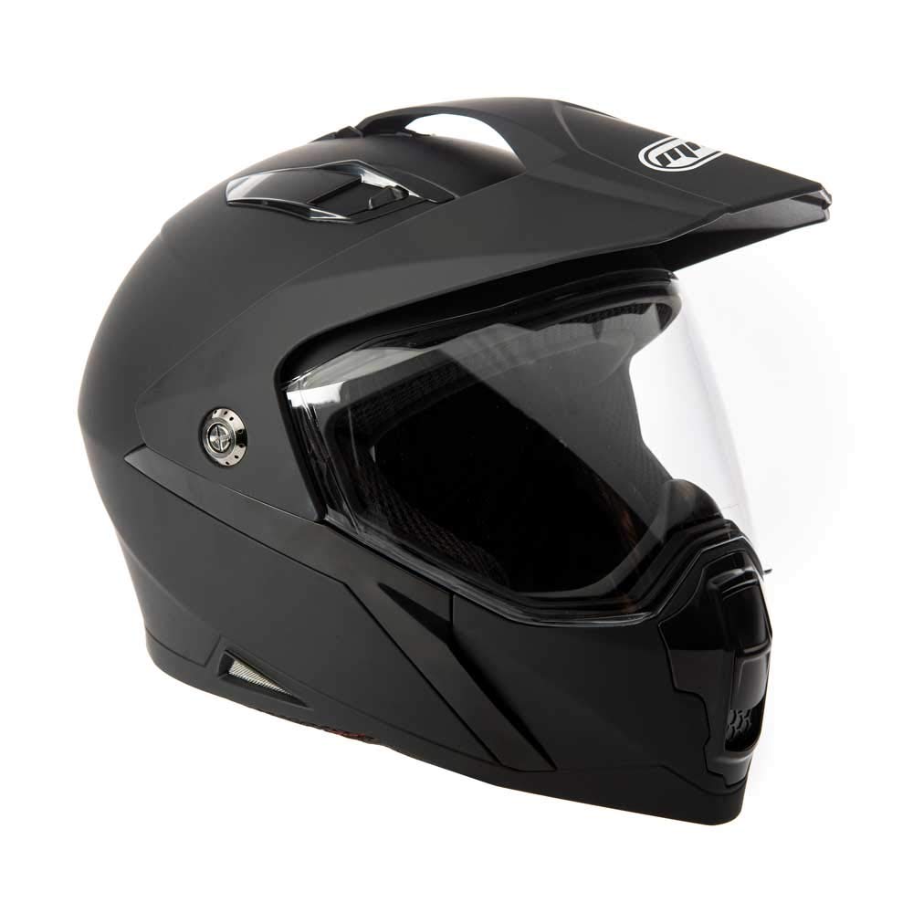 MMG Dual Sport Off Road Motorcycle Full Face Helmet Dirt Bike ATV Flip-Up Visor (Model 23) - Matte Black, Medium