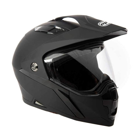 MMG Dual Sport Off Road Motorcycle Full Face Helmet Dirt Bike ATV Flip-Up Visor (Model 23) - Matte Black, Medium