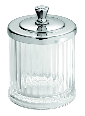 iDesign Alston Bathroom Vanity Canister Jar for Cotton Balls, Swabs, Cosmetic Pads - Clear/Chrome 3.5" x 3.5" x 5.1"
