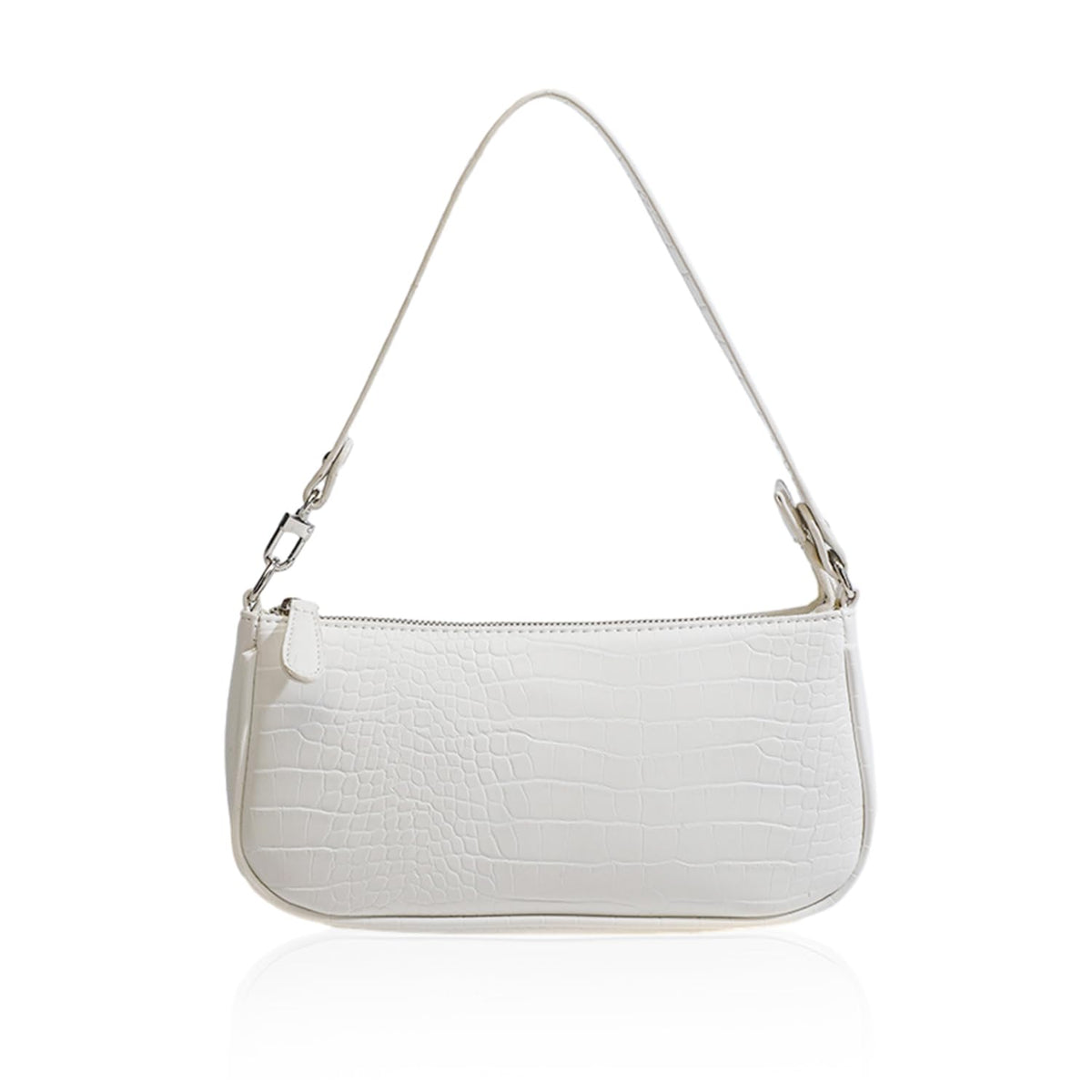 GVSAVY 1 vintage underarm bag, crocodile textured bag, PU leather shoulder bag, mini hand clutch (white)