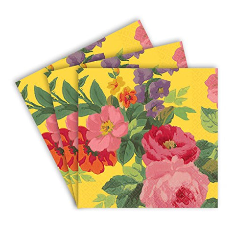 Amscan Decorative Bright Roses Party Beverage Paper Napkins (16 Pack), 5 x 5, Multicolored