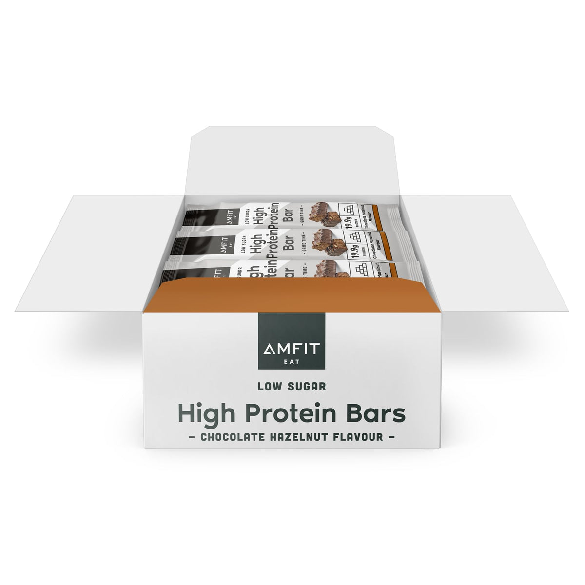 Amazon Brand - Amfit Nutrition Low Sugar High Protein Bars, Chocolate Hazelnut Flavour, 60g, Pack of 12