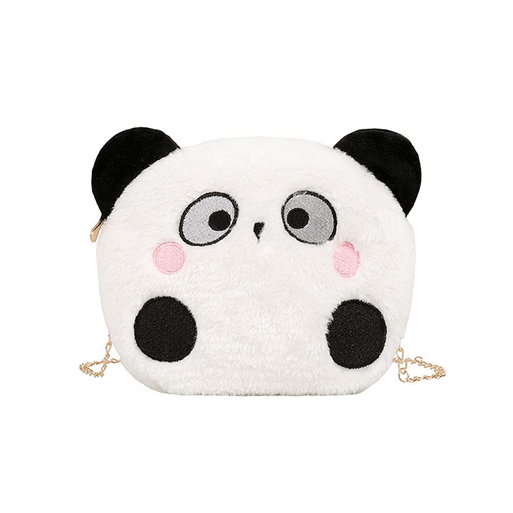 LOYUYU Cute Toddler Kids Crossbody Purse, Small Mini Coin Purse, Messenger Bag for Girls Women, Plush Bag Gift for Adult White Panda