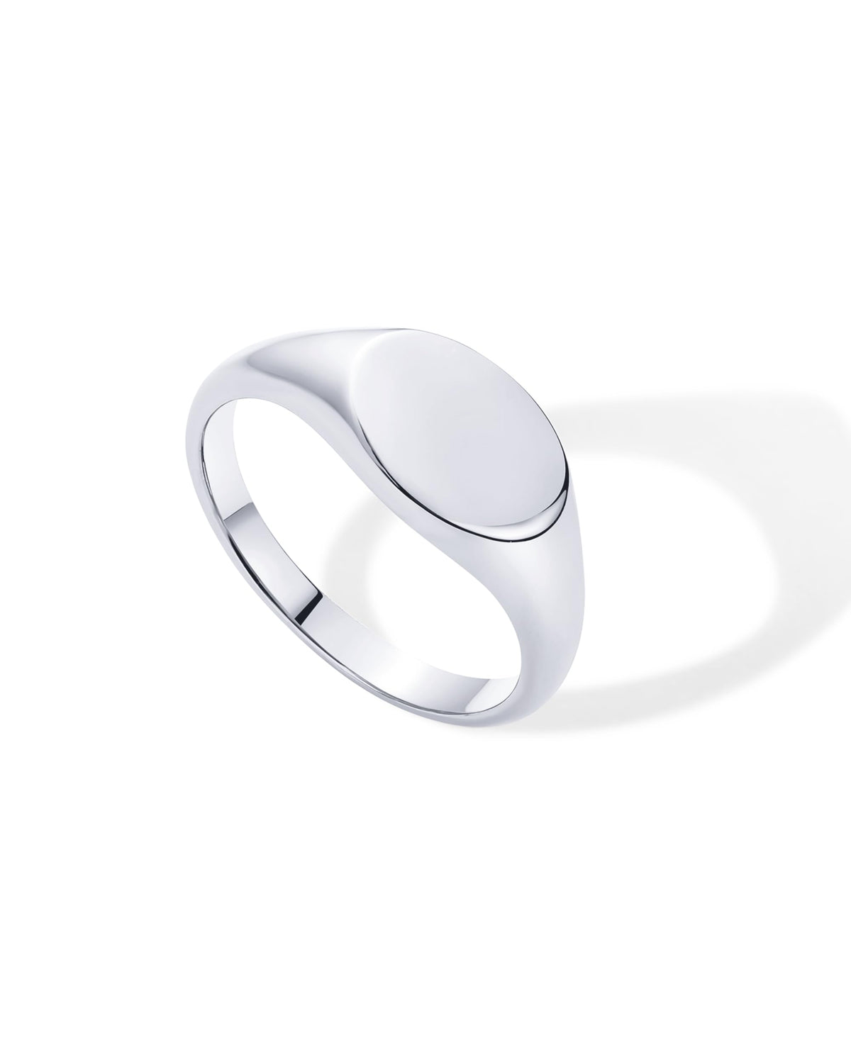 PAVOI Rhodium Plated Pinky Signet Ring for Women | Lightweight Statement Bands | Chunky Signet Stackable Rings | Size 3