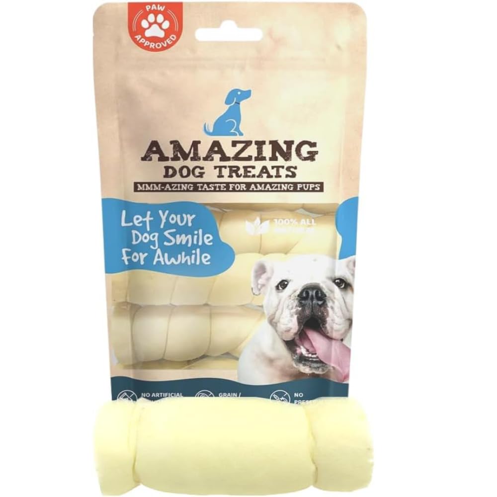 Amazing Dog Treats - Beef Cheek Rolls (6 Inch Regular - 4 Pcs) - No Hide - Safe Rawhide Alternative Dog Chew - Great for Power Chewers - Long Lasting Dog Chew - No Splinters - Retriever Rolls For Dogs
