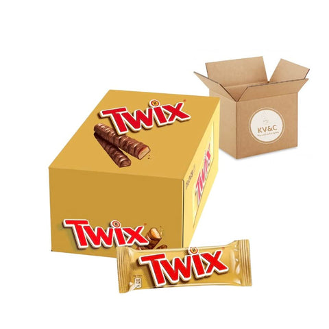 KV&C - Twix Standard Milk Chocolate | Full Box | Gift Box | Sharing | 25 Bars x 50g each (Pack of 25)