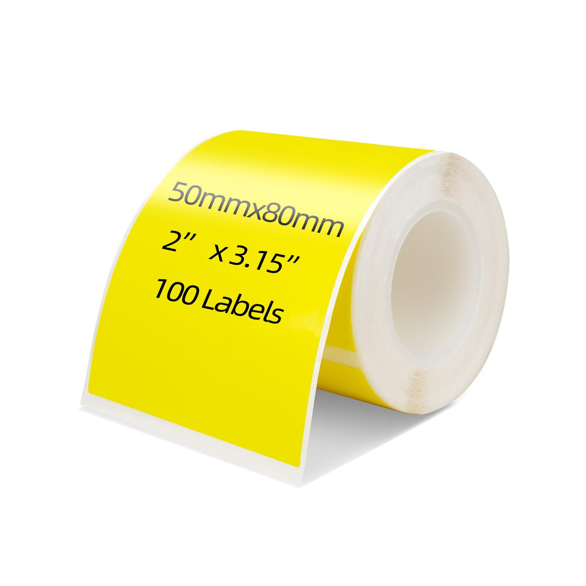 PUQU 50 x 80mm Thermal Sticker Labels, 100 Pcs Yellow Direct Rectangular Thermal Printer Stickers, Self-Adhesive Address/Name/Barcode/Price/Shipping Multi-Purpose Roll Sticker Labels