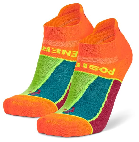 Balega Hidden Running Sock, Neon Orange/Pink, Medium (UK Shoe Size 8-10) (Pack of 2)