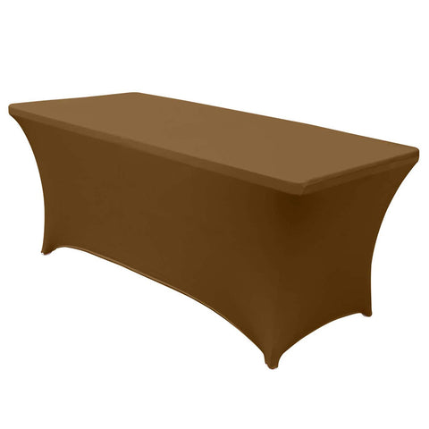 GEBIN Rectangular Stretch Tablecloth, Spandex Tight Fit Table Cover, 4/6/8ft Foot Rectangular Fit Wedding Banquet Trestle Table. (Brown,6FT)