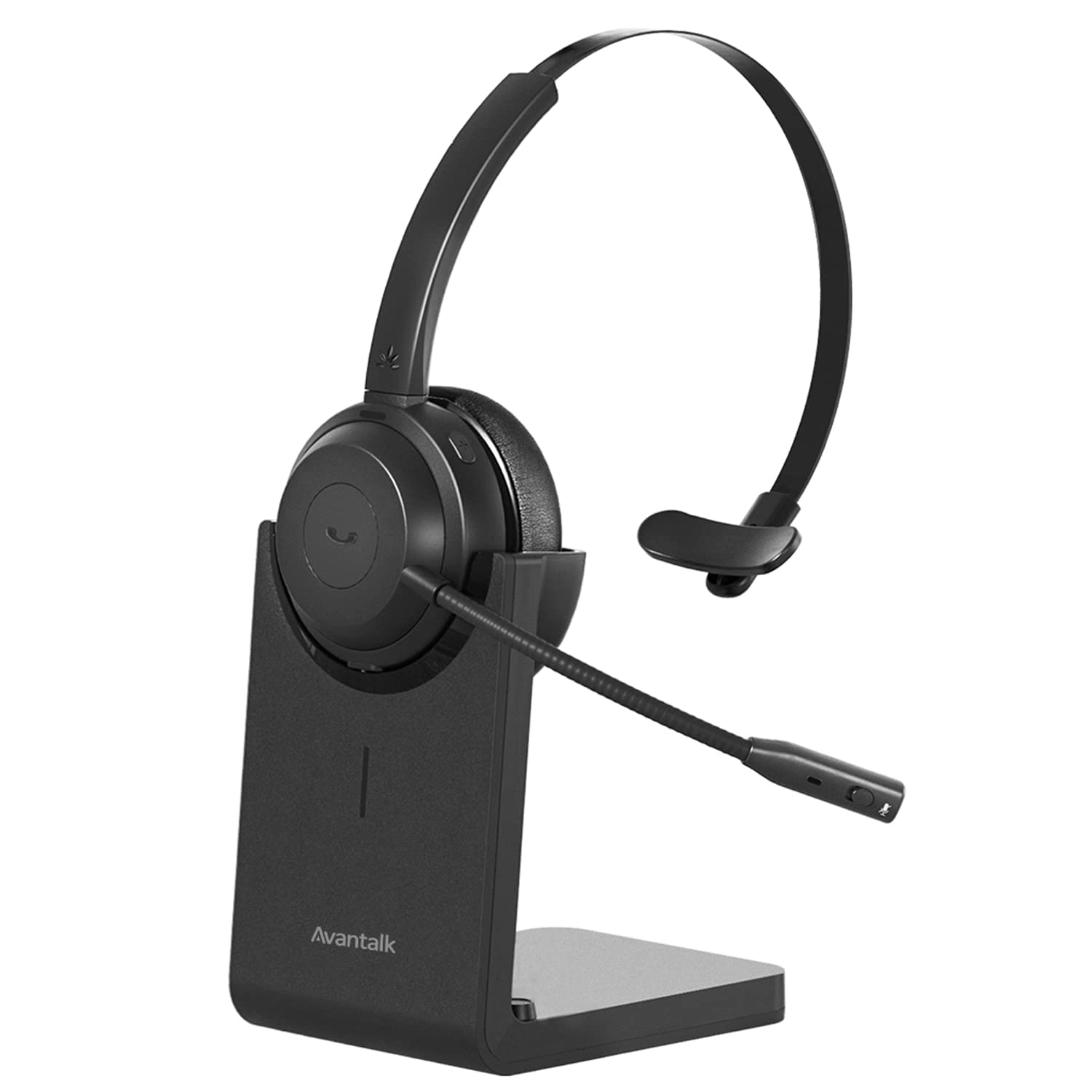 Avantalk Alto Solo - Qualcomm Bluetooth 5.1 Wireless Headset with CVC Noise-Canceling Microphone for PC, Computer, Laptop, Phone & Truckers with Mute Switch, Charging Dock, and Wired Headphones Mode
